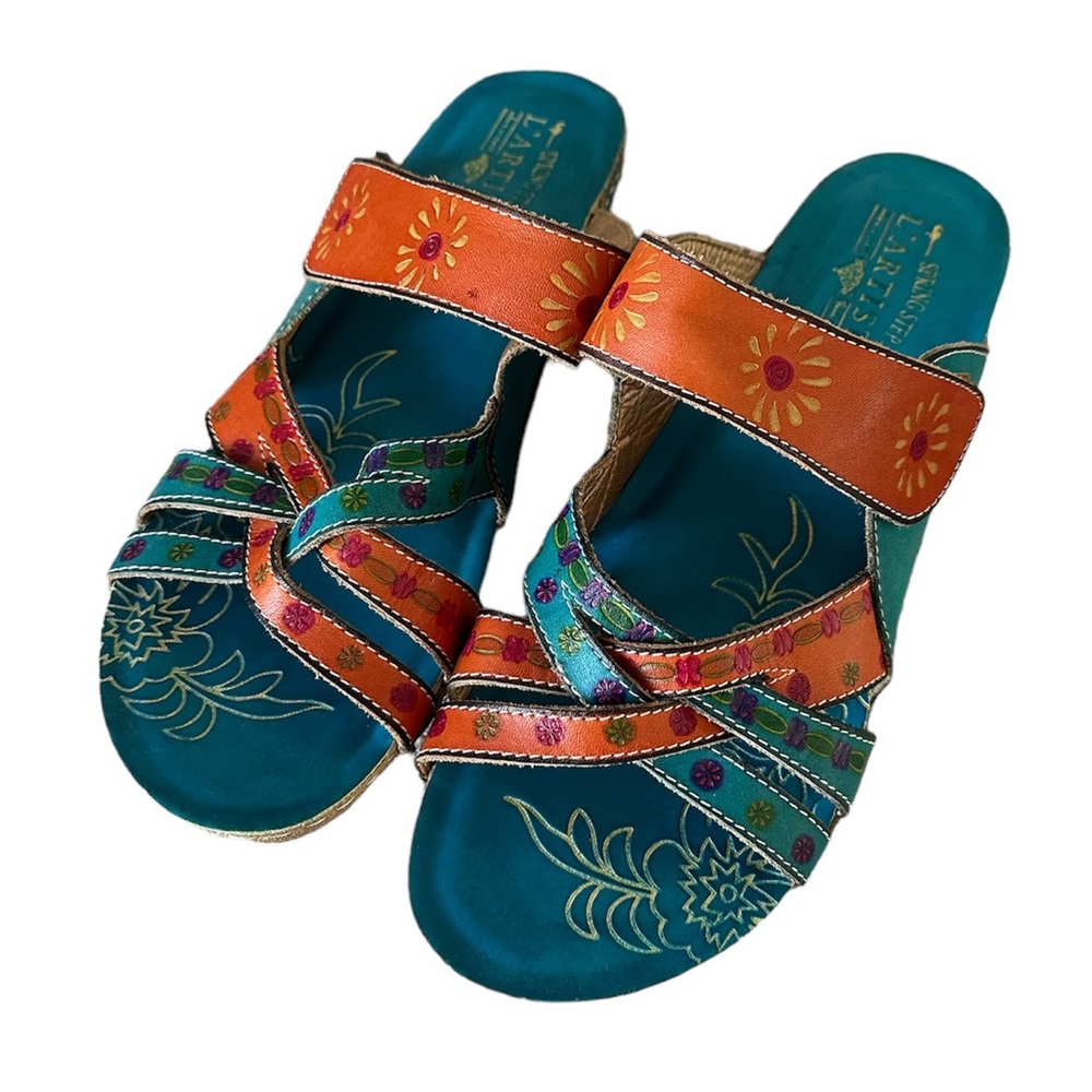 L’Artiste Sandal Leather Spring Step Velcro Multicolored size 42 Fits like 9.5